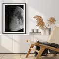 Plakat bez ramy 21x30 - Kontrastowy księżyc w czerni i bieli - księżyc, czarno