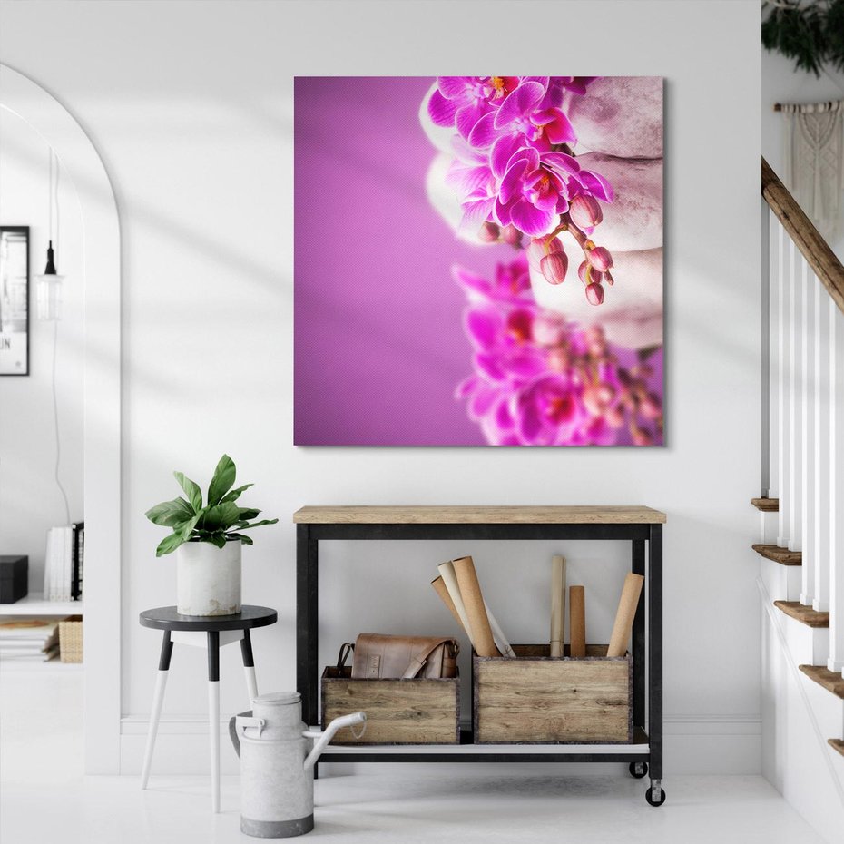 Obraz na płótnie 50x50 - Relaksująca orchidea w spa - spa, orchidea