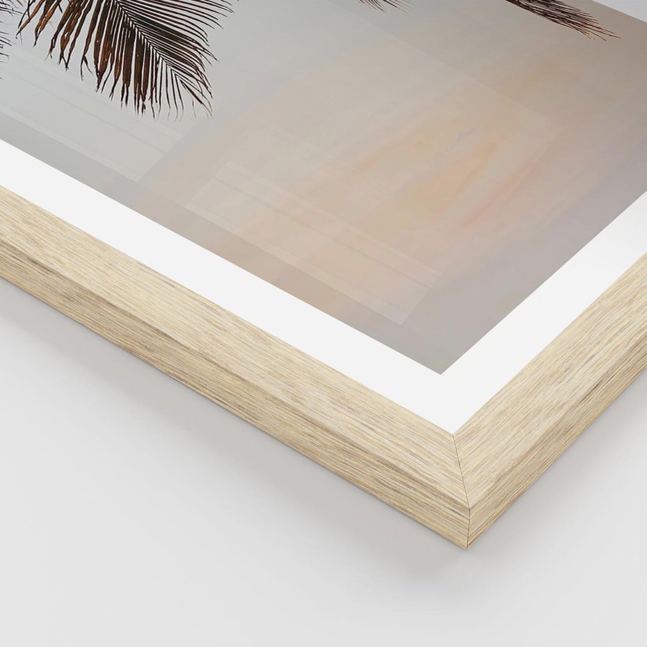 Plakat w ramie 30x40 - Tropikalna Harmonia - palmy na tle nieba - rama drewno