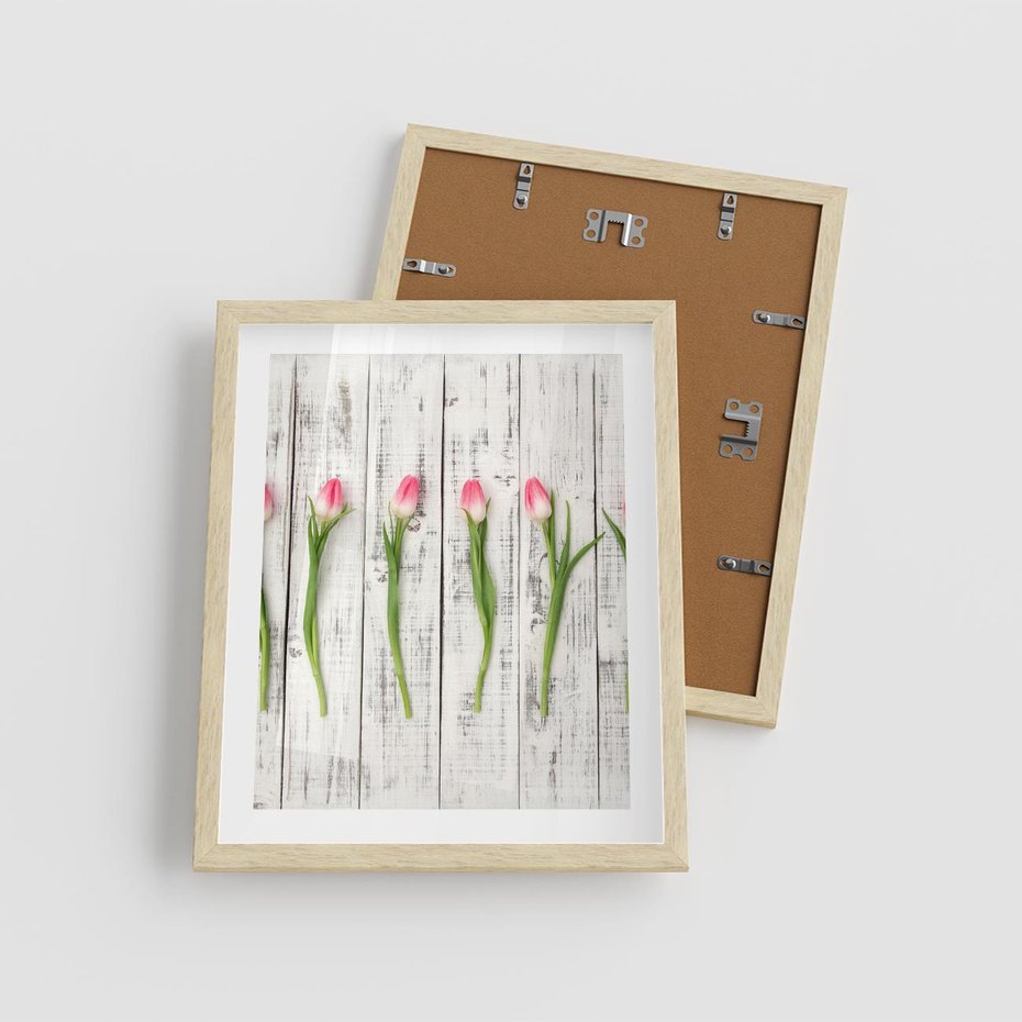 Plakat w ramie 40x50 - Kwintesencja Piękna - kwiaty, tulipany - rama drewno
