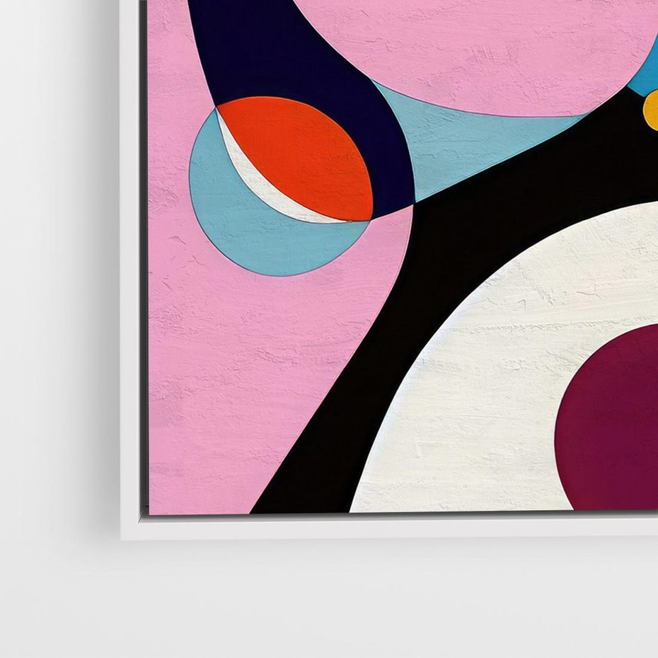 Obraz w ramie 80x80 - Kolorowe Ulotności - abstrakcyjny obraz olejny, żywe kolory - rama biała