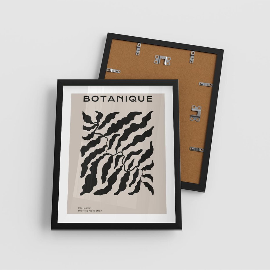 Plakat w ramie 40x50 - Księga Odbić - abstrakcyjne liśćie, roślinne motywy - rama czarna