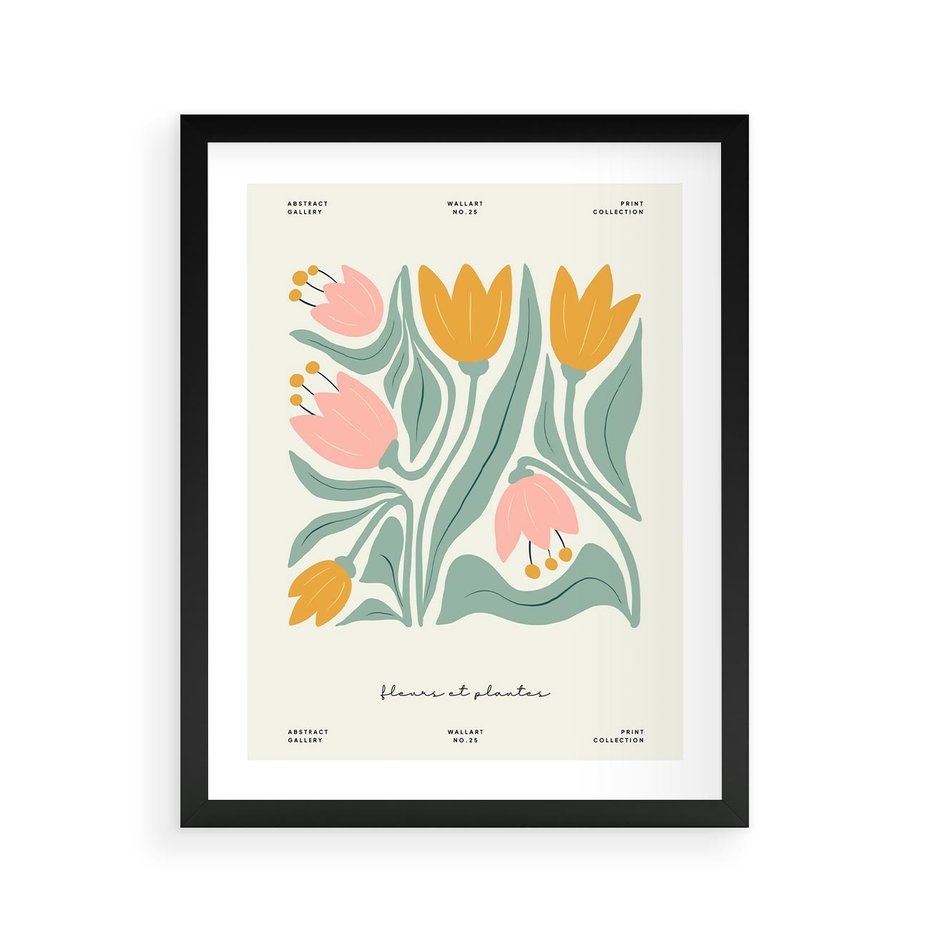 Plakat w ramie 40x50 - Tajemnicza Aura - kwiaty, nowoczesna abstrakcja - rama czarna