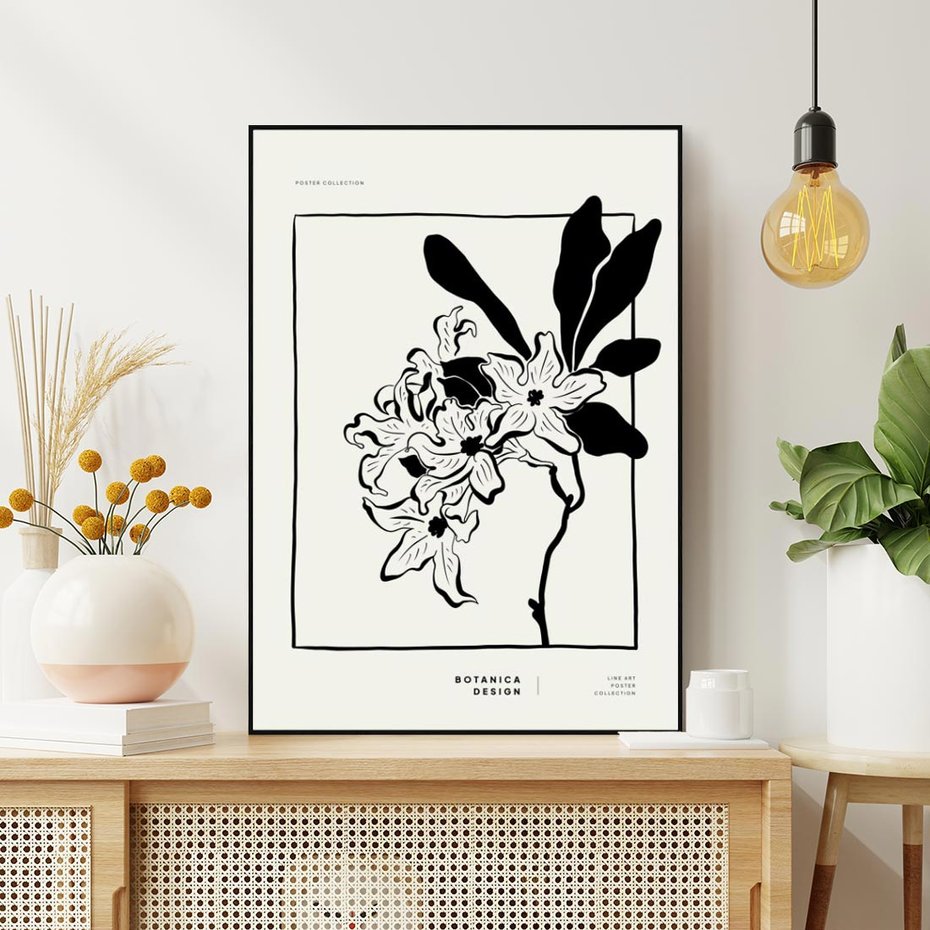 Obraz w ramie 70x100 - Kwiatowe przestrzenie - kwiat, grafika - rama czarna