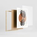 Plakat w ramie 30x40 - Elegancja w Detalach: Miedziane Koło z Monsterą - grafika, miedziane koło - rama drewno