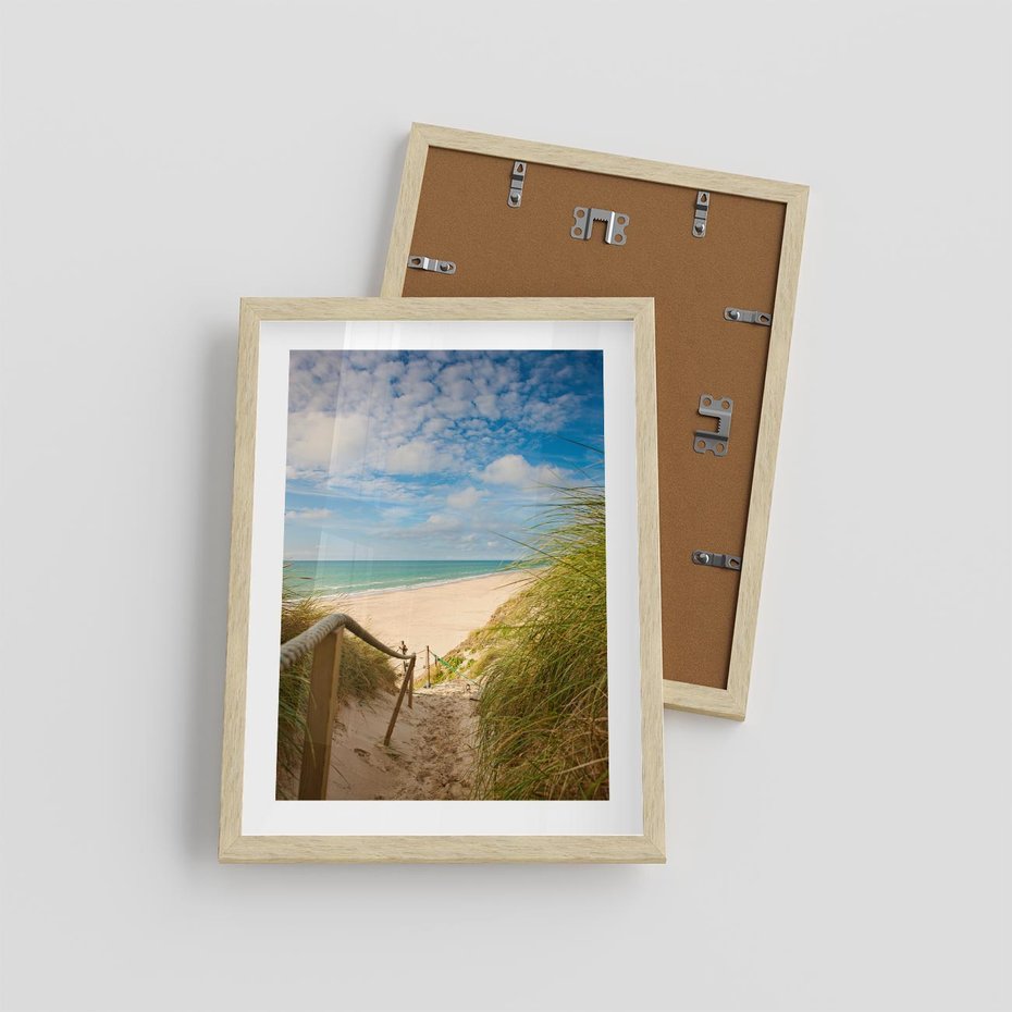 Plakat w ramie 30x40 - Spokojna plaża nad Bałtykiem - plaża, Bałtyk - rama drewno