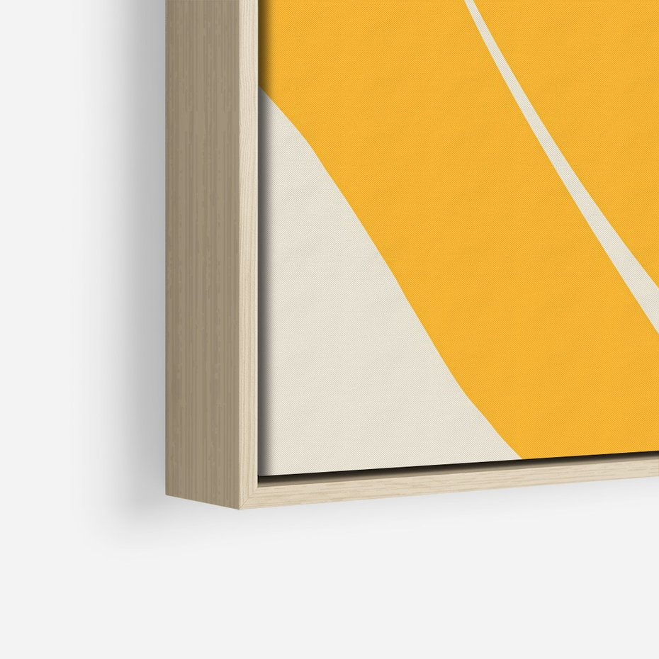 Obraz w ramie 50x70 - Migocące Formy - abstrakcyjny minimalistyczny obraz, żółta papryczka - rama drewno