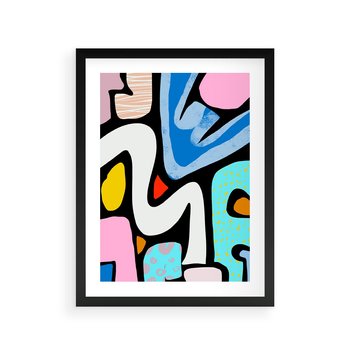 Plakat w ramie 50x70 - Komiksowe Formy - abstrakcyjne formy, komiksowy styl - rama czarna