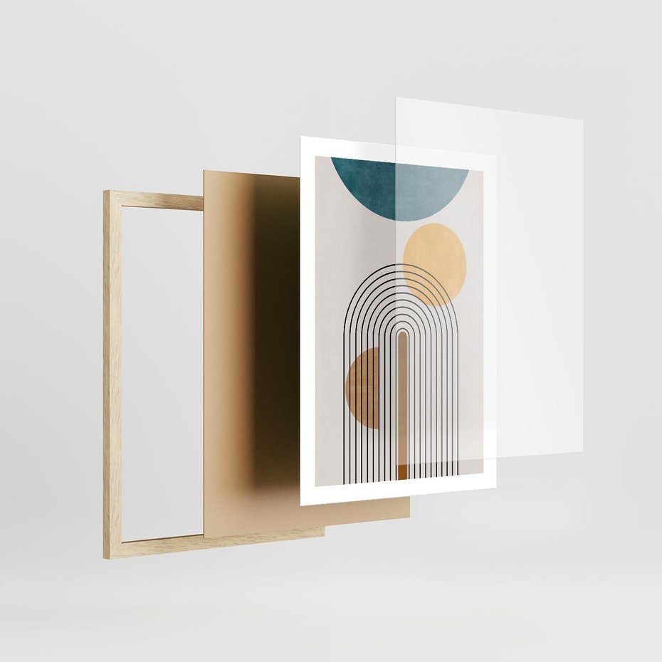Plakat w ramie 50x70 - Wewnętrzne Labirynty Form - styl mid century, nowoczesna sztuka - rama drewno
