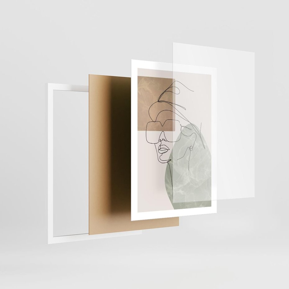 Plakat w ramie 50x70 - Geometria i Szkic - nowoczesny obraz, grafika - rama biała