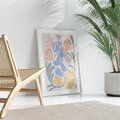 Plakat bez ramy 21x30 - Minimalistycznie i Pastelowo - pastelowe kwiaty, na beżowym tle