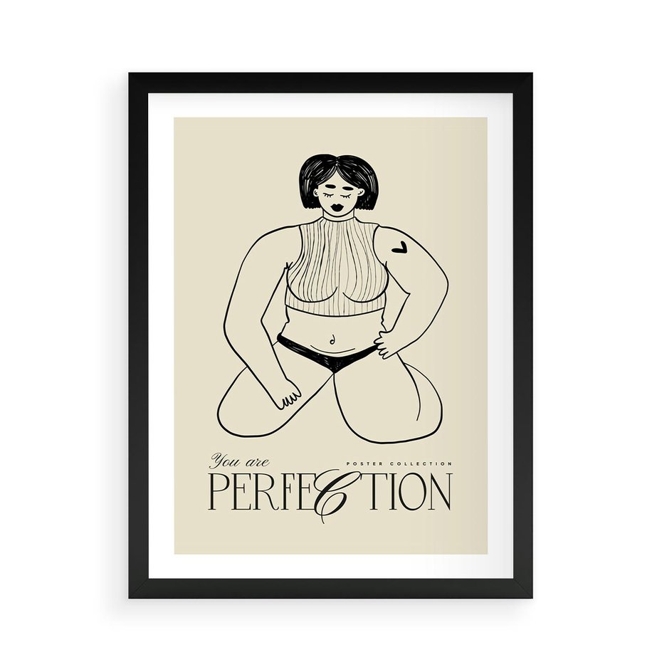 Plakat w ramie 50x70 - Refleksje Przejmujących Myśli - rysunek, plakat - rama czarna