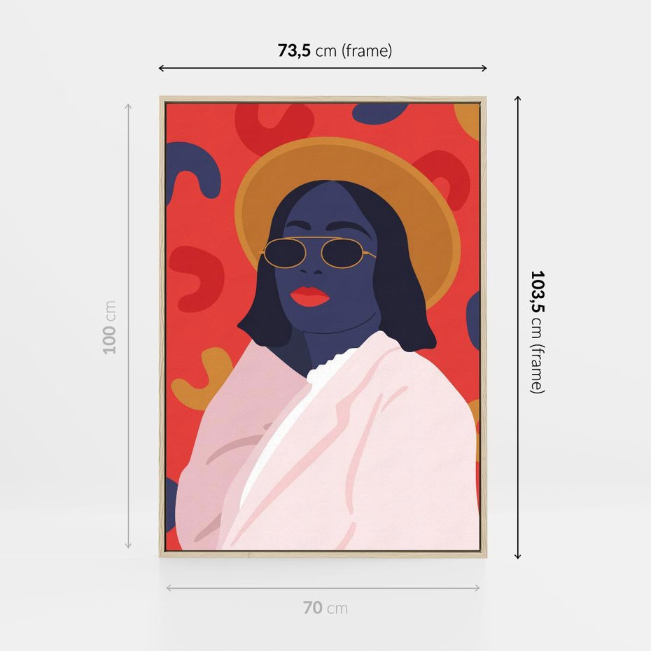 Obraz w ramie 70x100 - Kobieca Przenikliwość - nowoczesny plakat, styl retro - rama drewno