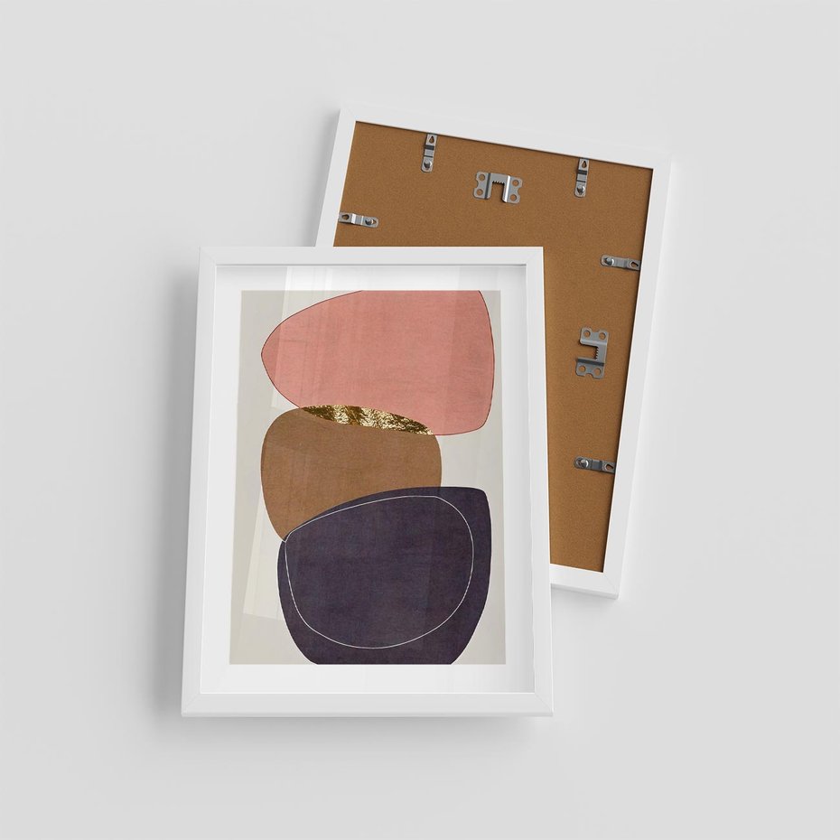 Plakat w ramie 30x40 - Rozkwitające Przenikające Formy - abstrakcyjny obraz, geometryczne formy - rama biała