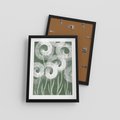 Plakat w ramie 30x40 - Spokojne Plamy Natury - zielony plakat, roślinne motywy - rama czarna