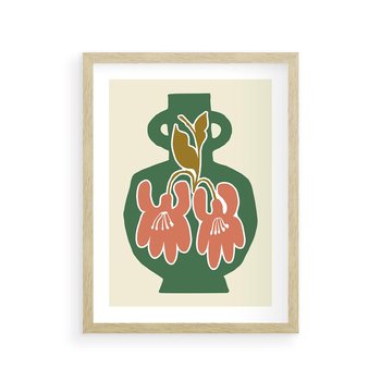 Plakat w ramie 30x40 - Kreatywne Impulsy - boho styl, wazon - rama drewno