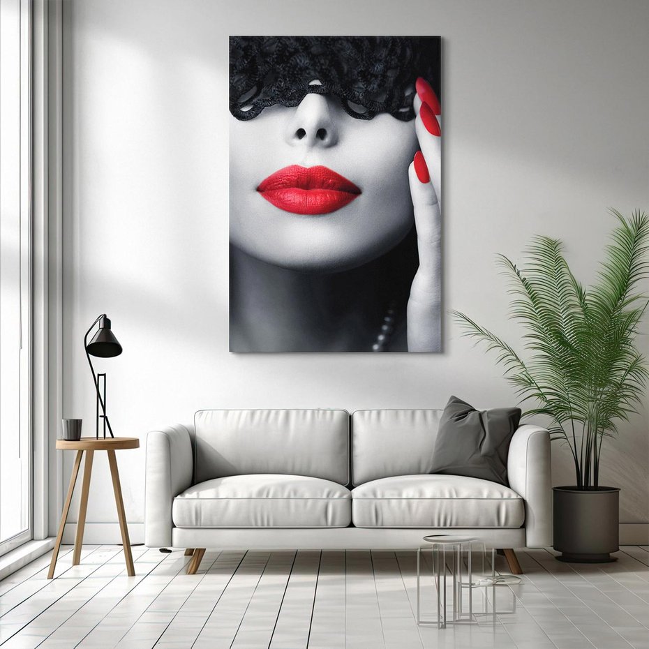 Obraz na płótnie 50x70 - Piękno usta i szminka - usta, szminka