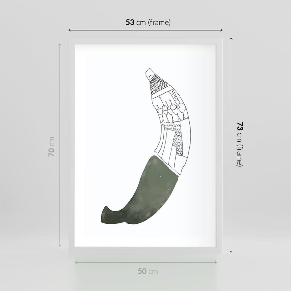 Plakat w ramie 50x70 - Rozkwitające Barwy Akwareli - minimalistyczny plakat, banan - rama biała