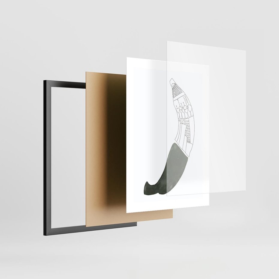 Plakat w ramie 30x40 - Rozkwitające Barwy Akwareli - minimalistyczny plakat, banan - rama czarna