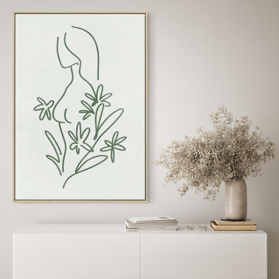 Obraz w ramie 50x70 - Odbicia Zielonego Raju - zielony odcień, abstrakcja - rama drewno