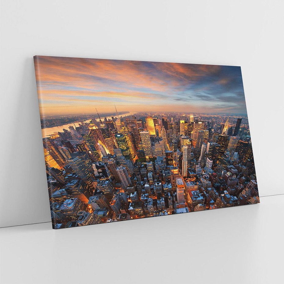 Obraz na płótnie 120x80 - Zachód słońca nad Nowym Jorkiem - New York, zachód