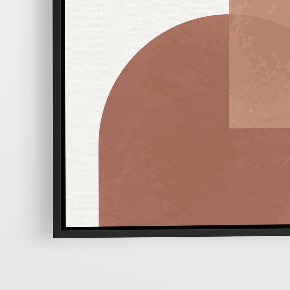 Obraz w ramie 50x50 - Harmonijne Widoki - abstrakcyjne geometryczne kształty, odcienie brązu i beżu - rama czarna