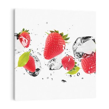 Obraz na płótnie 40x40 - Rajskie truskawki z wodą - truskawki, woda