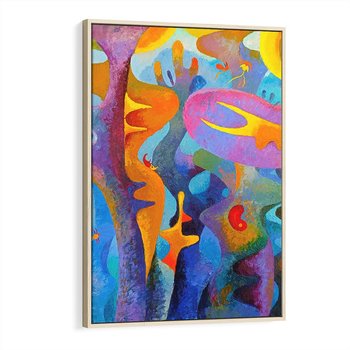 Obraz w ramie 70x100 - Płomienne Tańce Abstrakcji - energetyczna abstrakcja, dziwne formy - rama drewno