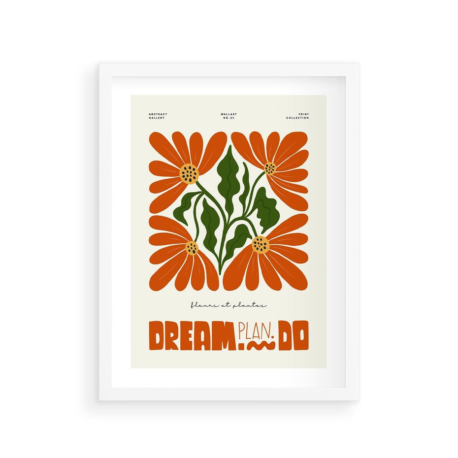 Plakat w ramie 30x40 - Księga Abstrakcji - sztuka nowoczesna, kolorowe kwiaty - rama biała