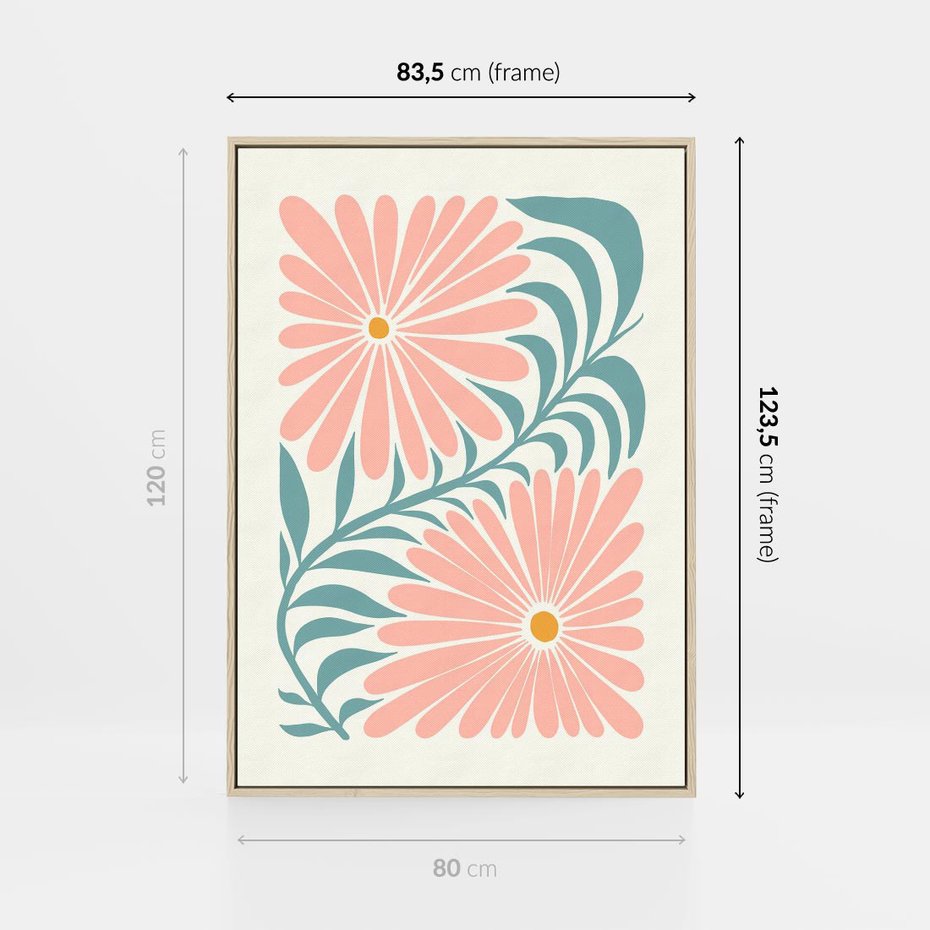 Obraz w ramie 80x120 - Kształtując Marzenia - kwiaty, sztuka nowoczesna - rama drewno