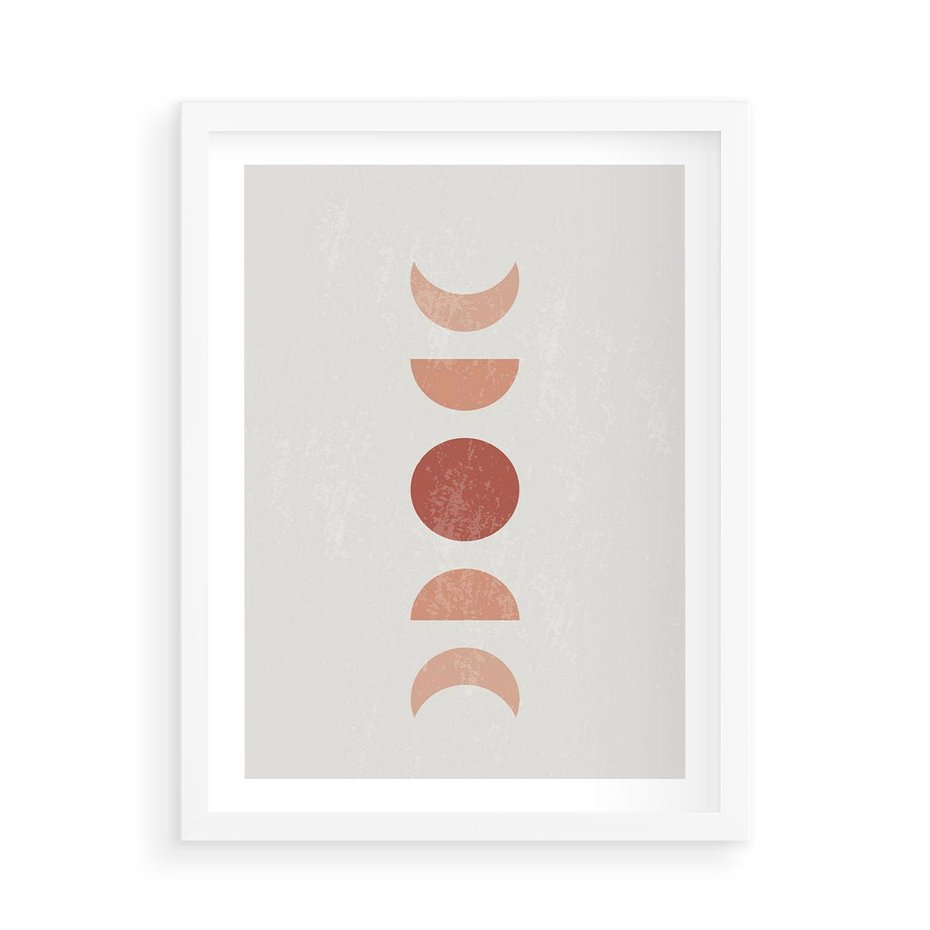 Plakat w ramie 50x70 - Mistyka Boho - boho plakat, beże brązy - rama biała