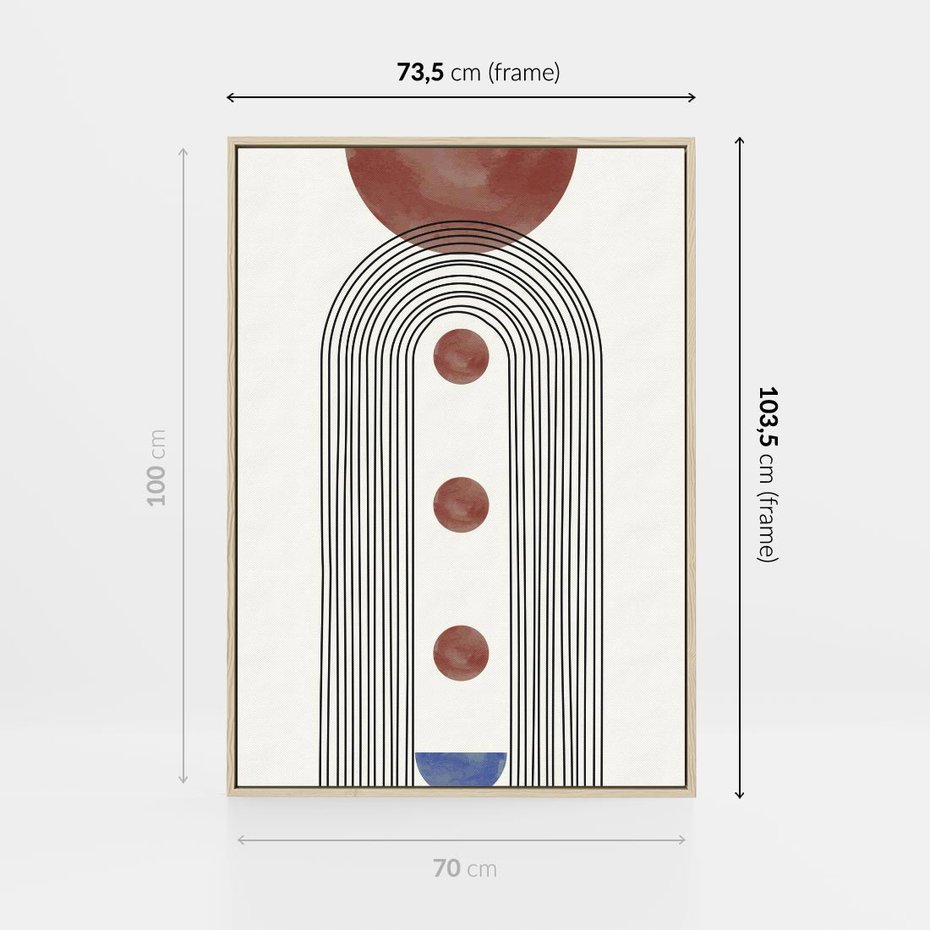 Obraz w ramie 70x100 - Symfonia Kształtów - nowoczesny plakat, styl midcentury - rama drewno