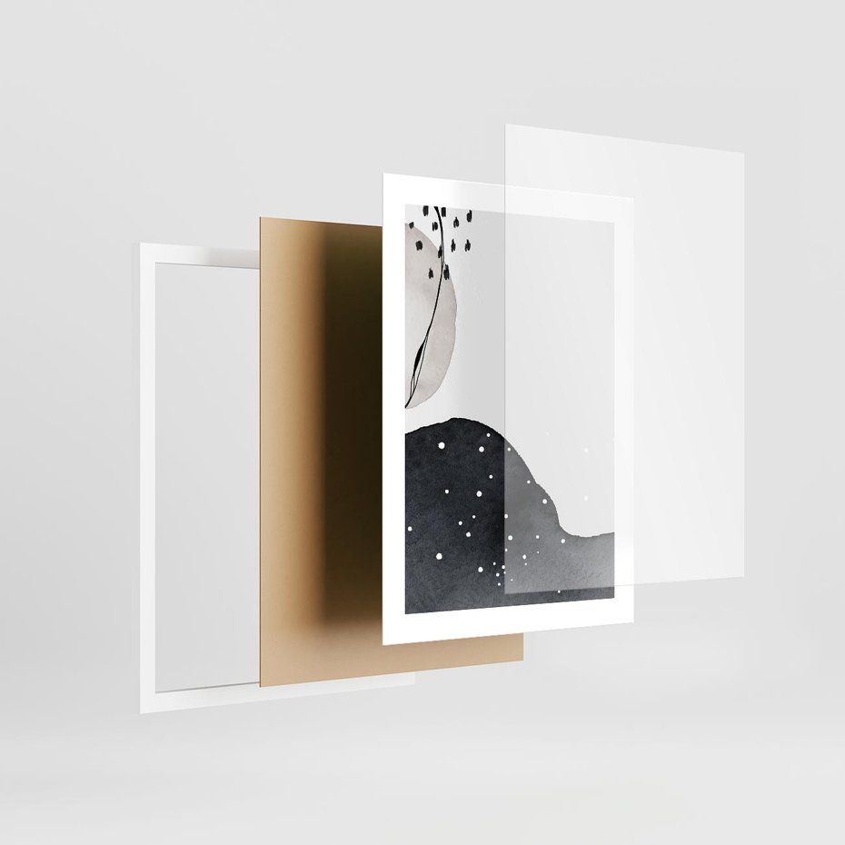 Plakat w ramie 30x40 - Szara Abstrakcja - abstrakcja, akwarela - rama biała