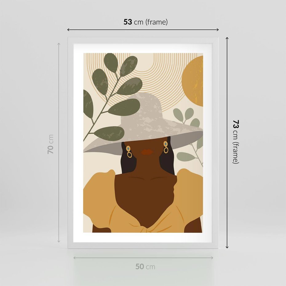 Plakat w ramie 50x70 - Grafika w Innowacyjnym Stylu - grafika, postać kobiety - rama biała