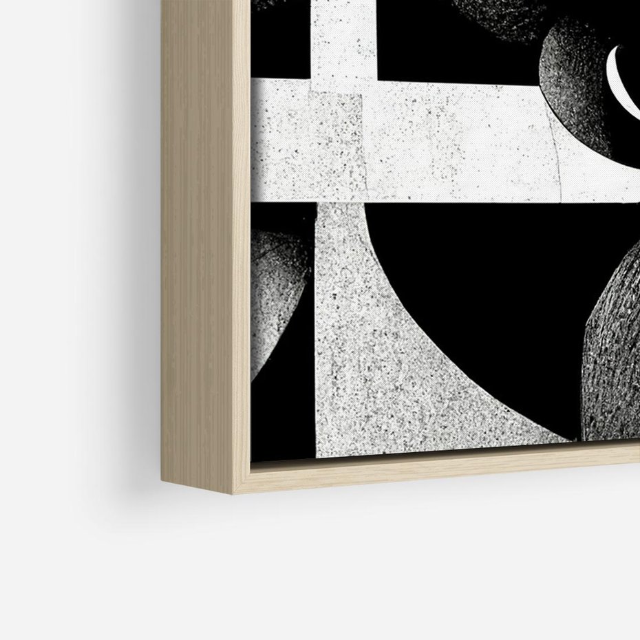 Obraz w ramie 70x50 - Harmonia świateł i cieni - abstrakcja czarno biała, geometria - rama drewno