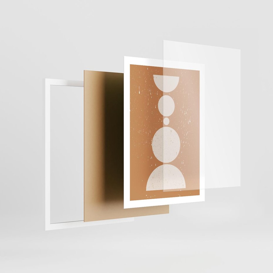 Plakat w ramie 50x70 - Podróżne Echa - mid century styl, nowoczesna grafika - rama biała