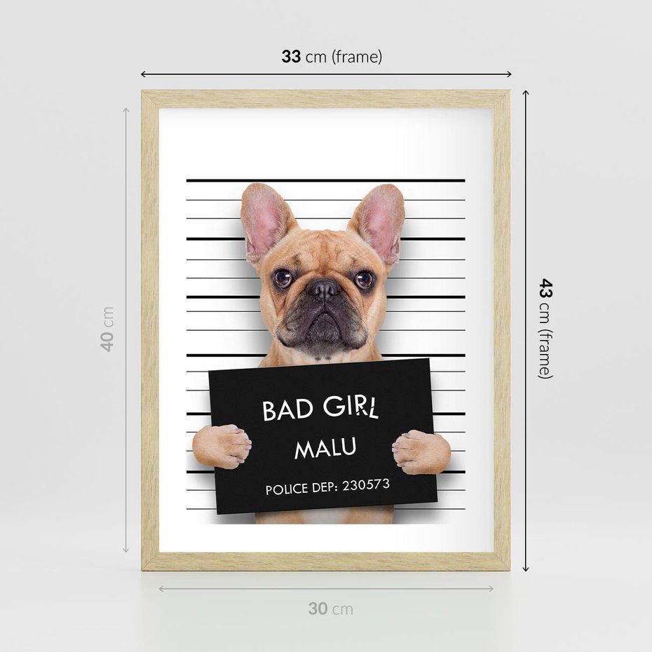 Plakat w ramie 30x40 - przyjaciel na zawsze - pies, piesek - rama drewno