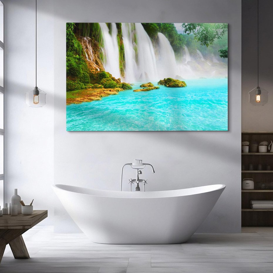 Obraz na płótnie 70x50 - Magia wodospadu - mistyczna dżungla - wodospad, dżungla