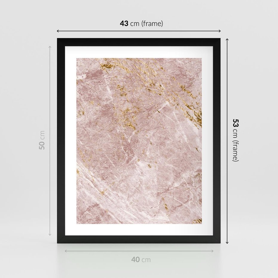 Plakat w ramie 40x50 - Wyjątkowa Stylizacja - marmur, złoto - rama czarna