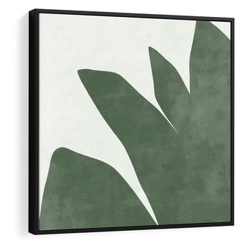 Obraz w ramie 50x50 - Oaza Harmonii - abstrakcyjny kształt, zielony plakat - rama czarna