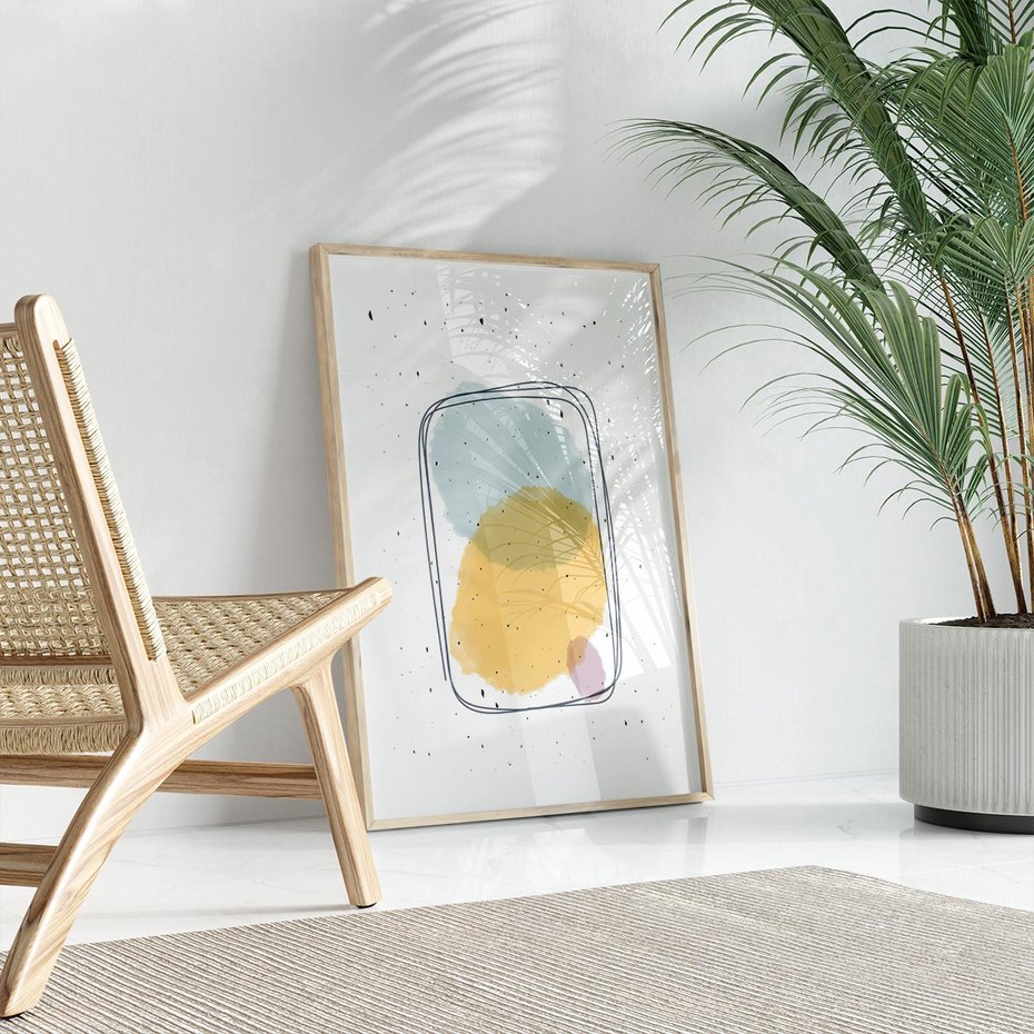 Plakat w ramie 40x50 - Wibracje Linii - abstrakcyjna kompozycja, jak ręcznie malowana - rama drewno