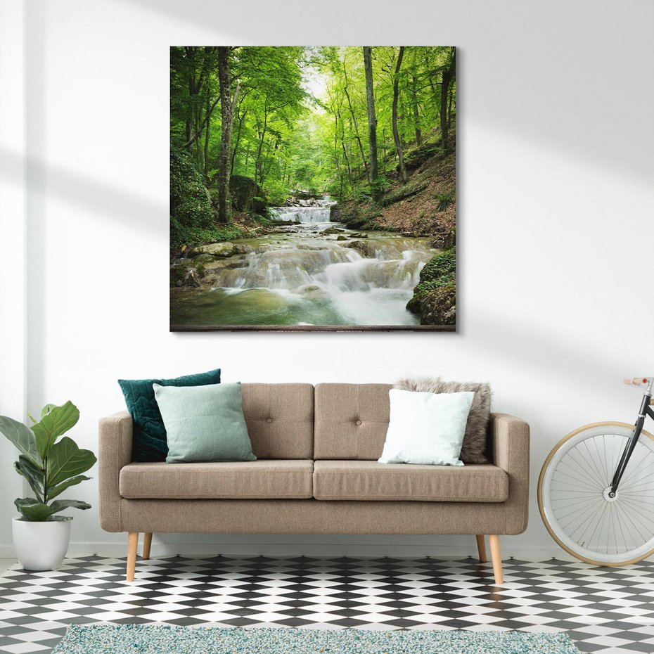 Obraz na płótnie 50x50 - Plączący się strumień - rzeka, strumień