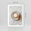 Plakat w ramie 50x70 - Kawa w Perfekcji - kawa w filiżance, cappuccino - rama biała