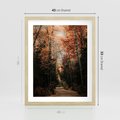 Plakat w ramie 40x50 - Drzewa w Czerwonych Liściach - las, jesienny las - rama drewno