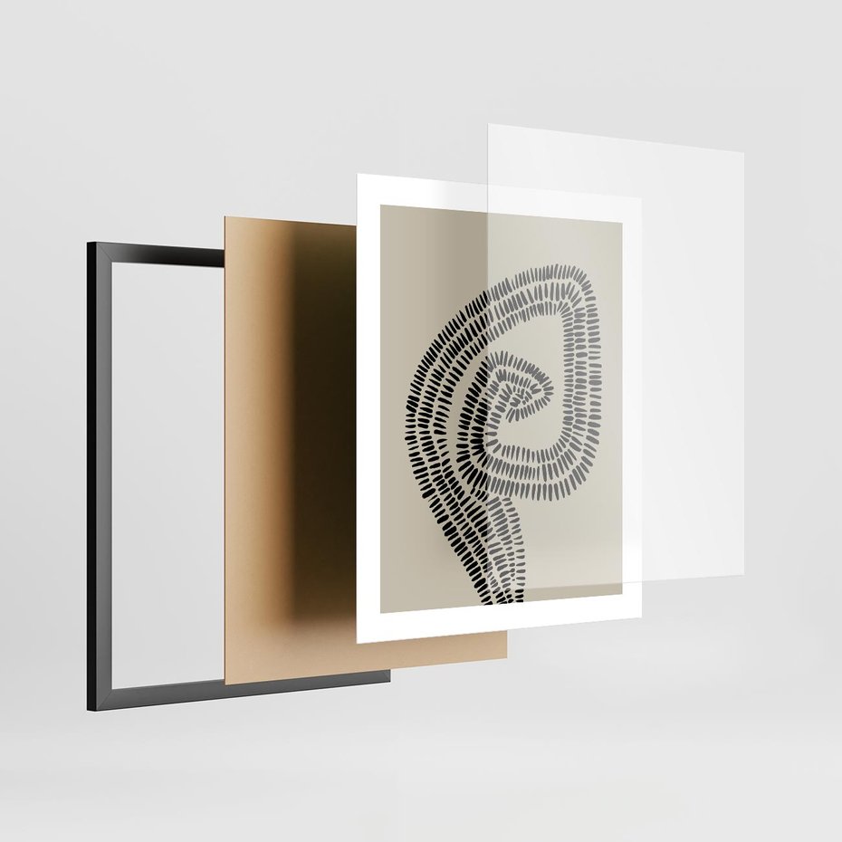 Plakat w ramie 40x50 - Nowoczesne Spektrum Wyobraźni - boho plakat, czarne kropki kreski - rama czarna