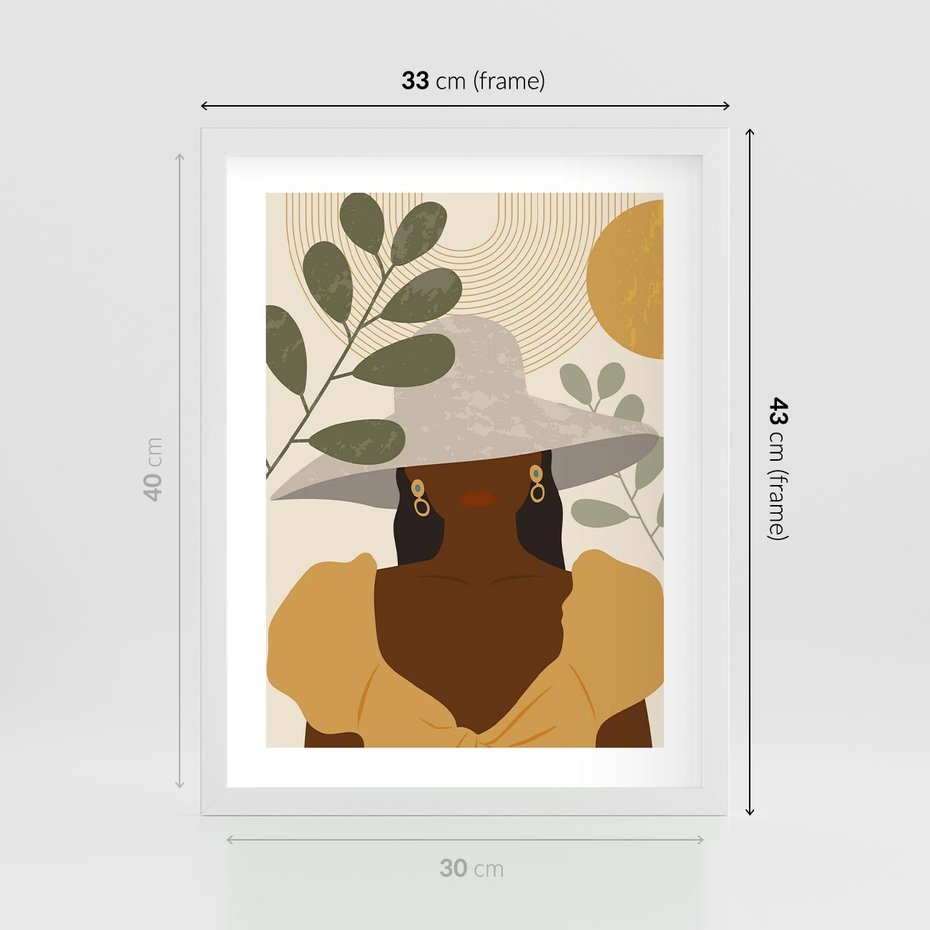 Plakat w ramie 30x40 - Grafika w Innowacyjnym Stylu - grafika, postać kobiety - rama biała