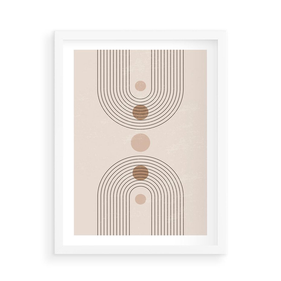 Plakat w ramie 50x70 - Zgeometryzowane Wizje - boho plakat, minimalizm - rama biała