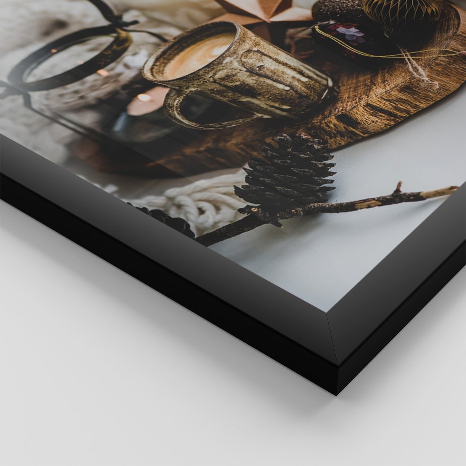 Zestaw obrazy w ramie 40x50 galeria - Kawa, napis, cytat, kuchnia, salon - rama czarna