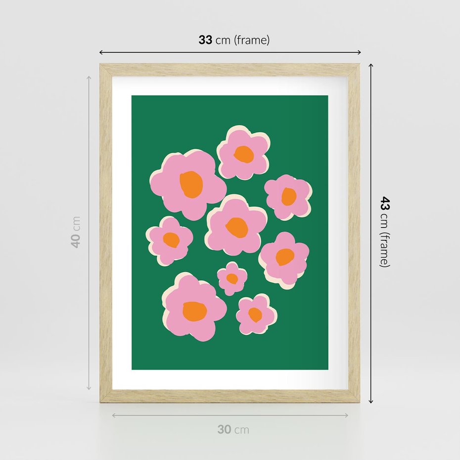 Plakat w ramie 30x40 - Przenikające Refleksje - abstrakcyjny plakat, boho styl - rama drewno