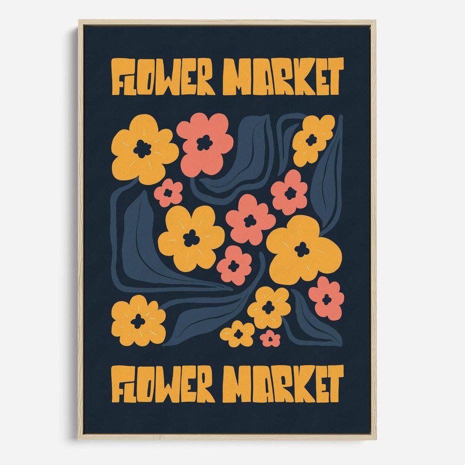 Obraz w ramie 70x100 - Impulsy Rozkwitu - plakat, granatowe tło - rama drewno